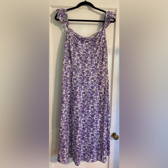 VETIOR Womens Cap Sleeve Square Neck Floral Sun
Dress; Purple & White; Size: XL - Picture 5 of 10